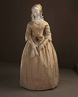 Silk Taffeta and Silk Blonde Lace Wedding Ensemble, Mid 19th Century