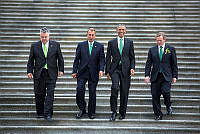 President Obama Leaves St. Patrick's Day Lunch at the Capitol