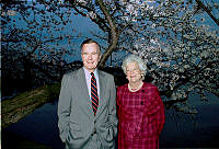 President and Mrs. Bush Enjoy the Cherry Blossoms