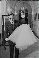 Designer Geoffrey Beene with Lynda Bird Johnson's Wedding Veil
