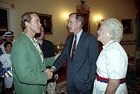 President Bush and Mrs. Bush Greet Arnold Schwarzenegger