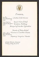 Menu for Dinner Hosted by President Nixon at Spaso House