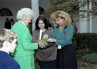 Mrs. Bush Accepts Shamrocks on St. Patrick's Day