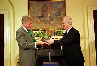President Clinton Receives Gift from Prime Minister of Ireland
