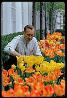 Irvin Williams Tends to Tulips in the Jacqueline Kennedy Garden