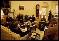 President Ford Discusses Aid to Cambodia with Senators and Advisors