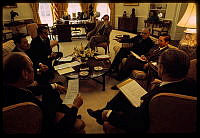 President Ford and Advisors Meet in the Oval Office