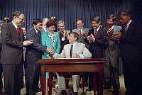 President Reagan Signs the Reparations Bill for Japanese-Americans