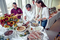 Chef Wendel Slices Pecan Pie for Thanksgiving at Camp David