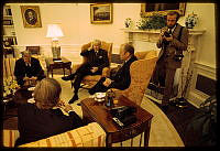 President Ford Discusses Aid to Cambodia with Senators and Advisors