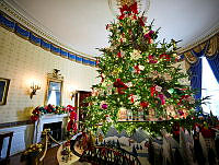 2023 Blue Room Holiday Decorations, Biden Administration