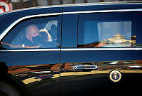 President Biden Waves to Inauguration Onlookers