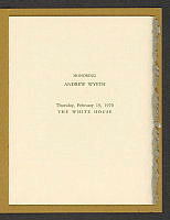Program for Dinner Honoring Andrew Wyeth