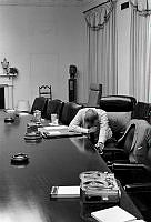 President Johnson Listens to Recording from Capt. Charles S. Robb