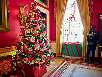 2023 Red Room Holiday Decorations, Biden Administration