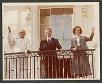 Pope John Paul II  with the Carters on the South Portico
