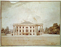 View of the East Front of the President's House, with the Addition of the North and South Porticos