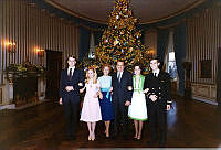 The Nixon Family with Blue Room Christmas Tree