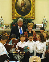 President and Mrs. Clinton at White House Menorah Lighting Ceremony