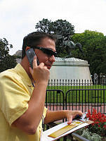Visitor on Lafayette Square Cell Phone Tour
