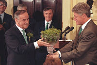 President Clinton Receives Gift from Prime Minister of Ireland