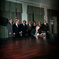 President Kennedy Signs Joint Resolution in Support of Detroit's 1968 Olympic Bid