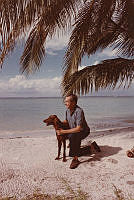 Richard Nixon at San Clemente, California with Dog