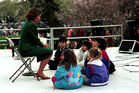 Marilyn Quayle Reads to Children at the 1991 Easter Egg Roll