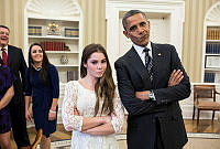 President Obama Poses with Olympic Gymnast McKayla Maroney in the Oval Office