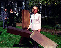 Hillary Clinton in the Sculpture Exhibit in the East Garden