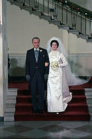 President Johnson Descends Grand Staircase with Daughter Lynda