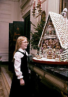 Amy Carter Admires the 1977 White House Gingerbread House