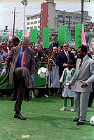 President Clinton Plays Soccer with Pelé on Trip to Brazil