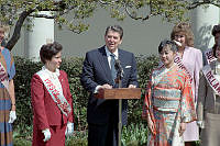 President Ronald Reagan with the Cherry Blossom Princesses 