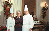 Barbara Bush with Chefs Mesnier and McCulloch