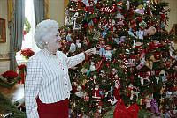Mrs. Bush Leads a Press Preview of the 1991 Christmas Decorations