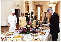 Bill and Hillary Clinton with Chef Mesnier