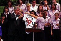 President Clinton Presented with World Cup Soccer Jersey