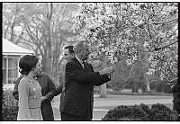 President Johnson Picks a Magnolia Blossom for Peggy Fleming