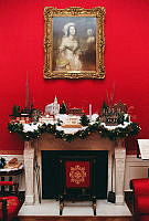 Red Room Mantel Decorated for Christmas