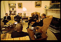 President Ford Discusses Aid to Cambodia with Senators and Advisors