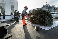 National Park Service Employees Move Blue Room Christmas Tree