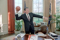 President Reagan Throws a Football in the Oval Office