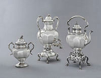 Sugar Bowl, Hot Water Urn, and Kettle on Stand, White House Collection