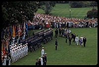 Queen Elizabeth II and President Bush at Arrival Ceremony