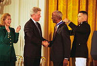 John Hope Franklin Receives Medal from President and Mrs. Clinton