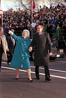 The Bushes Walk in the Inauguration Parade