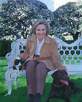 Hillary Clinton with Buddy and Socks in the East Garden
